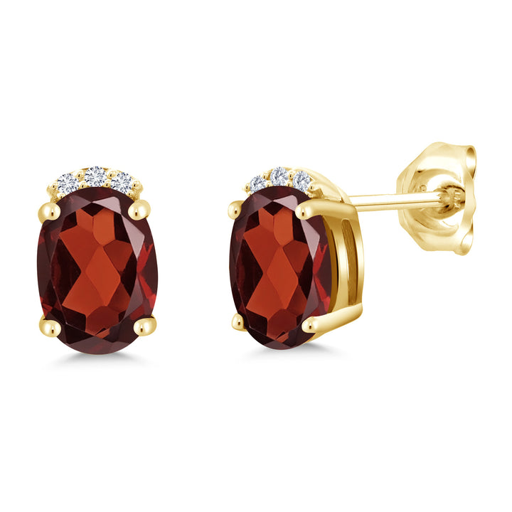 Garnet - January_Earrings in 925 Yellow Gold Plated Silver