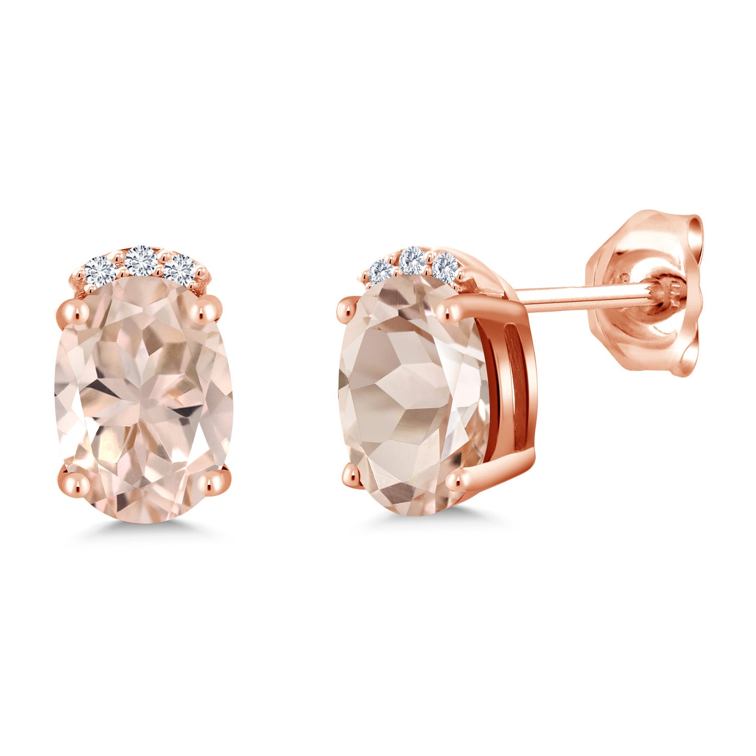 Morganite - October_Earrings in 925 Rose Gold Plated Silver