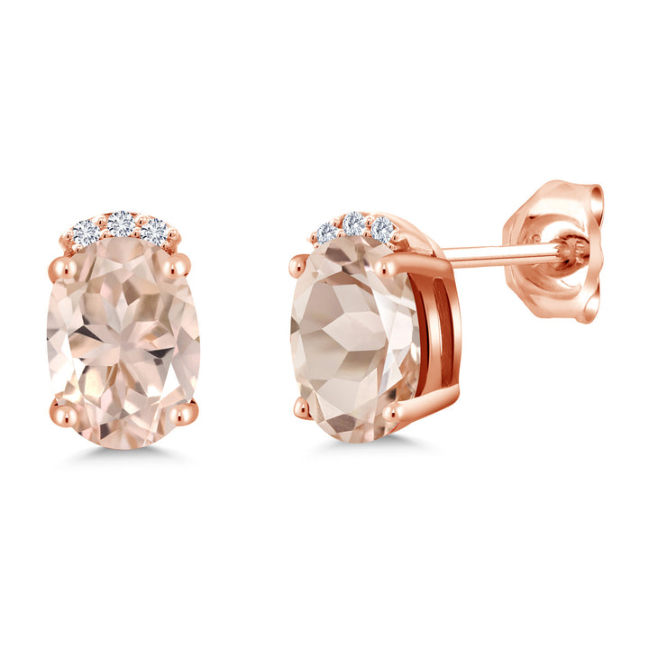 Morganite - October_Earrings in 925 Rose Gold Plated Silver