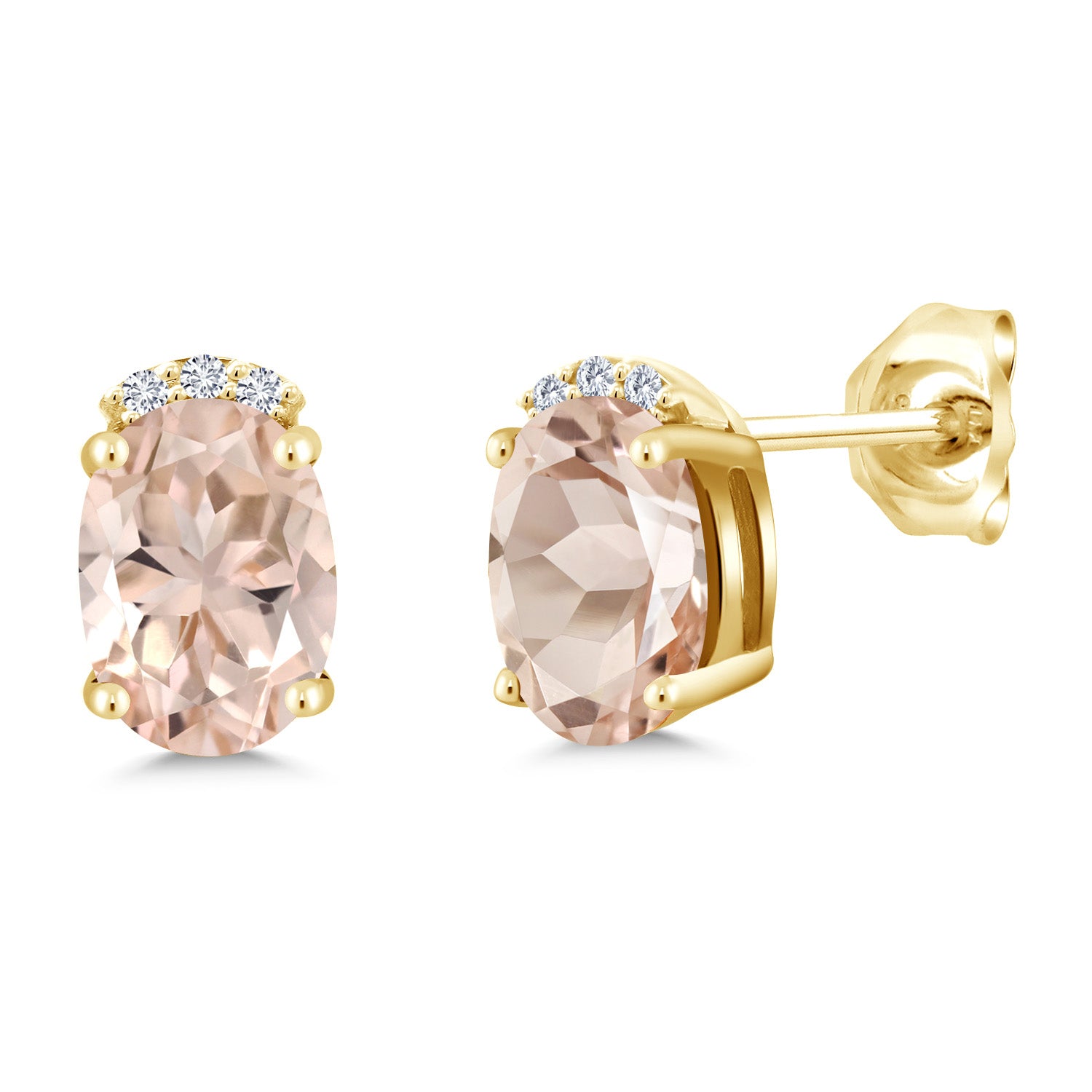 Morganite - October_Earrings in 925 Yellow Gold Plated Silver