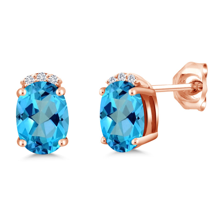 American Blue Mystic Topaz_Earrings in 925 Rose Gold Plated Silver
