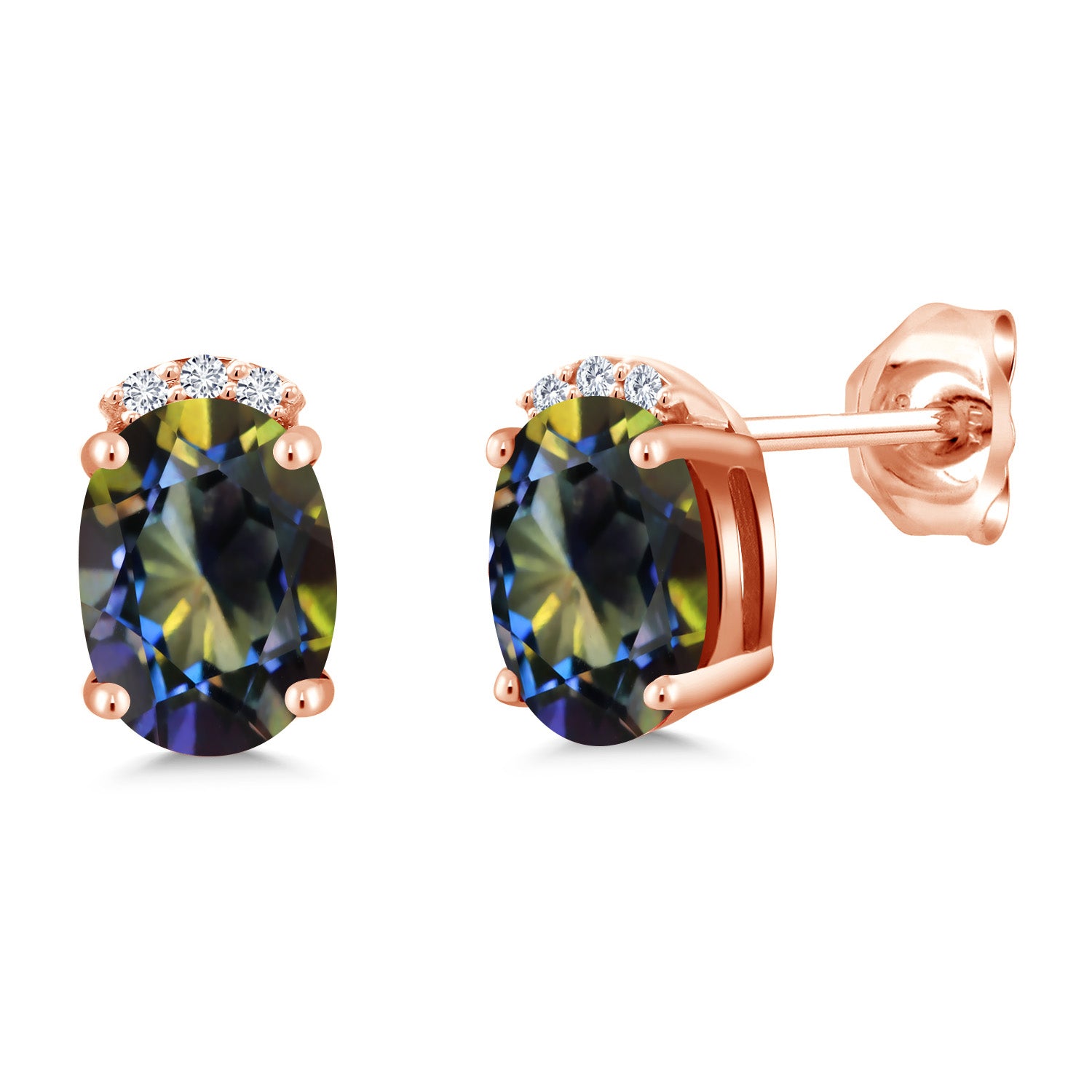 Blue Mystic Topaz_Earrings in 925 Rose Gold Plated Silver