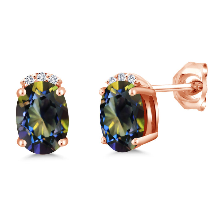 Blue Mystic Topaz_Earrings in 925 Rose Gold Plated Silver