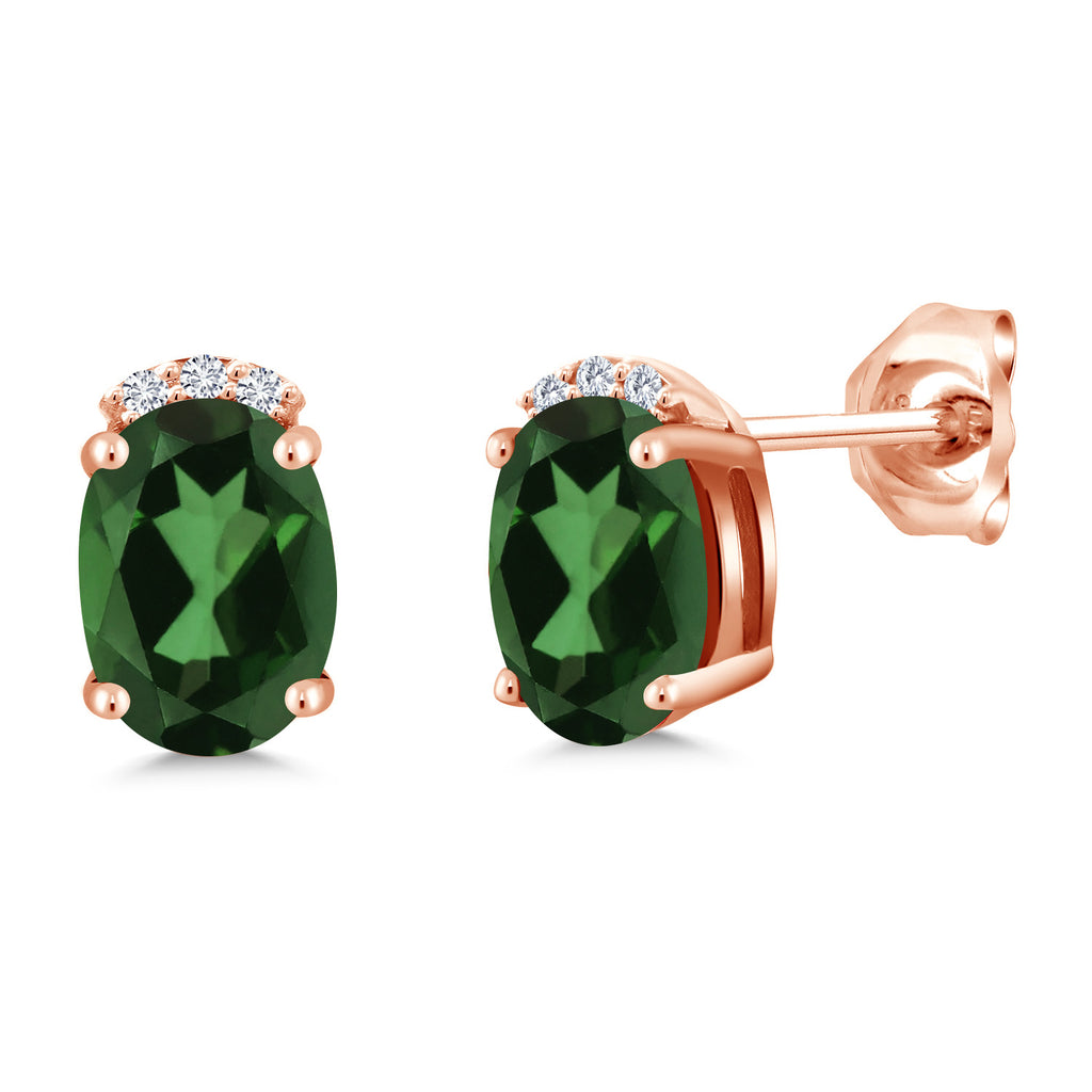 Emerald Envy Mystic Topaz_Earrings in 925 Rose Gold Plated Silver