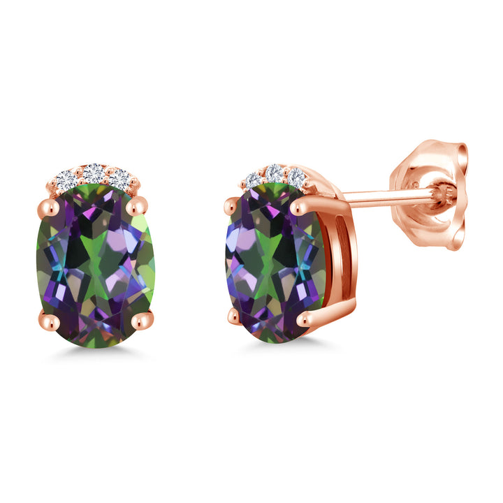 Green Mystic Topaz_Earrings in 925 Rose Gold Plated Silver