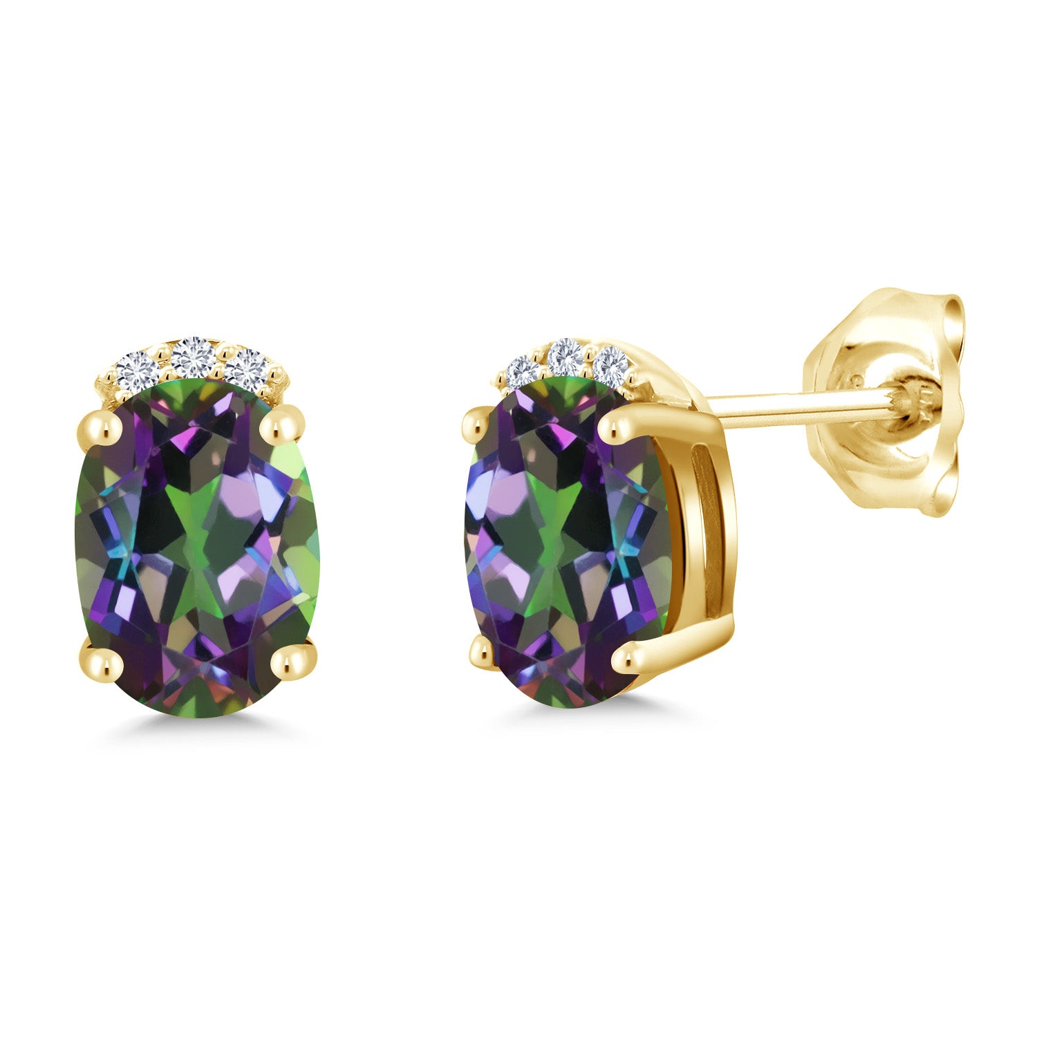 Green Mystic Topaz_Earrings in 925 Yellow Gold Plated Silver