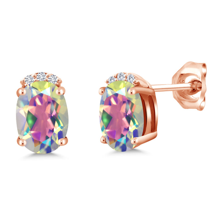 Mercury Mist Mystic Topaz_Earrings in 925 Rose Gold Plated Silver