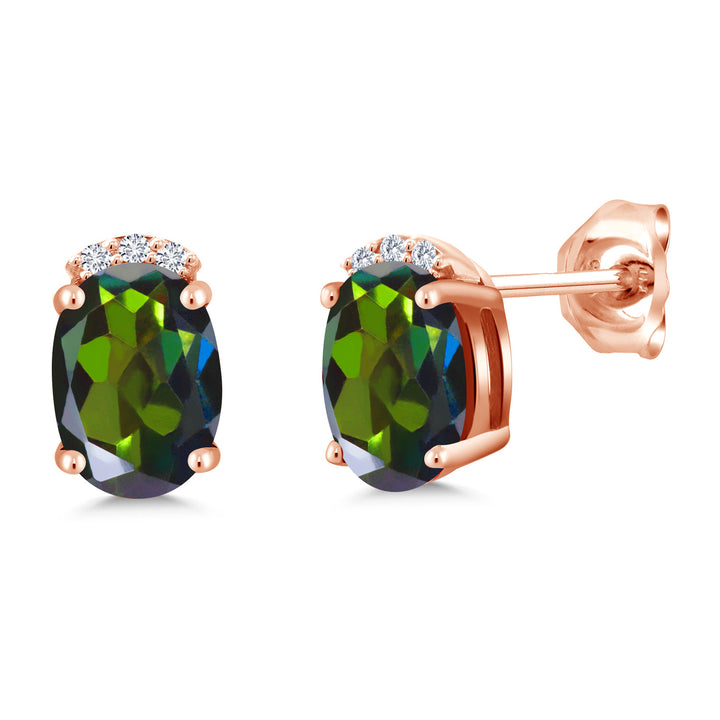Tourmaline Green Mystic Topaz_Earrings in 925 Rose Gold Plated Silver
