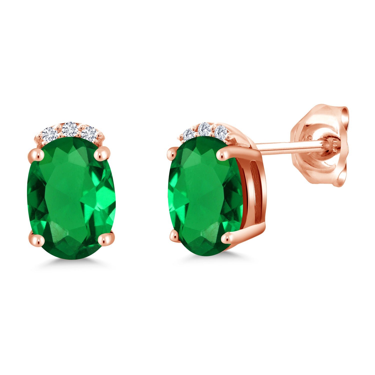 Nano Emerald - May_Earrings in 925 Rose Gold Plated Silver