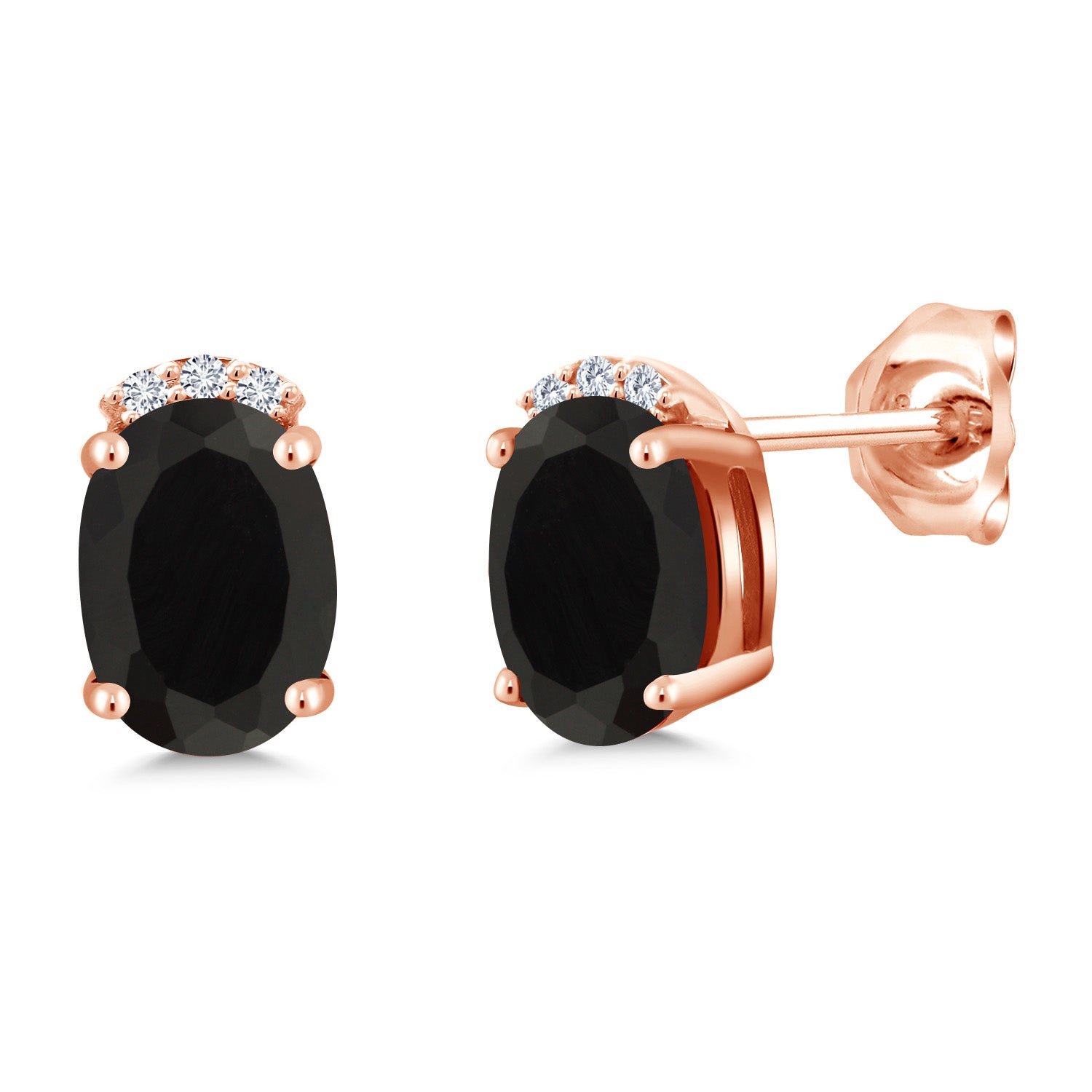 Onyx - December_Earrings in 925 Rose Gold Plated Silver