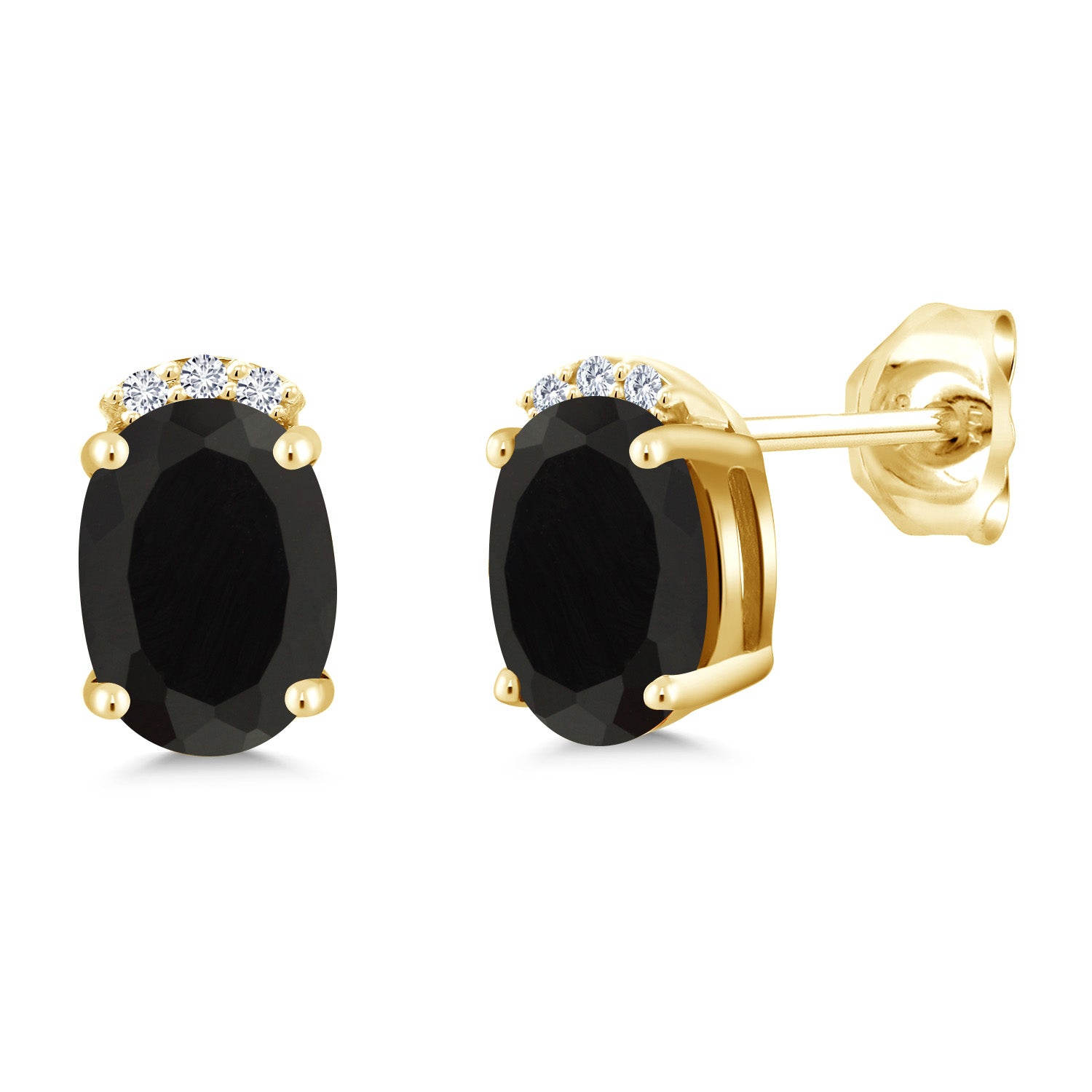 Onyx - December_Earrings in 925 Yellow Gold Plated Silver