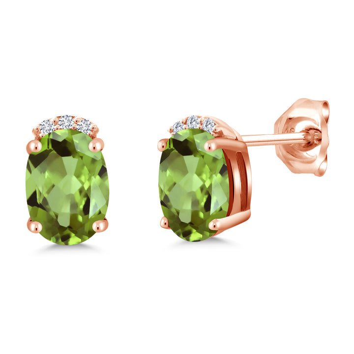 Peridot - August_Earrings in 925 Rose Gold Plated Silver