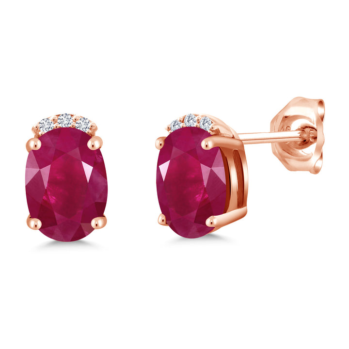 Ruby - July_Earrings in 925 Rose Gold Plated Silver