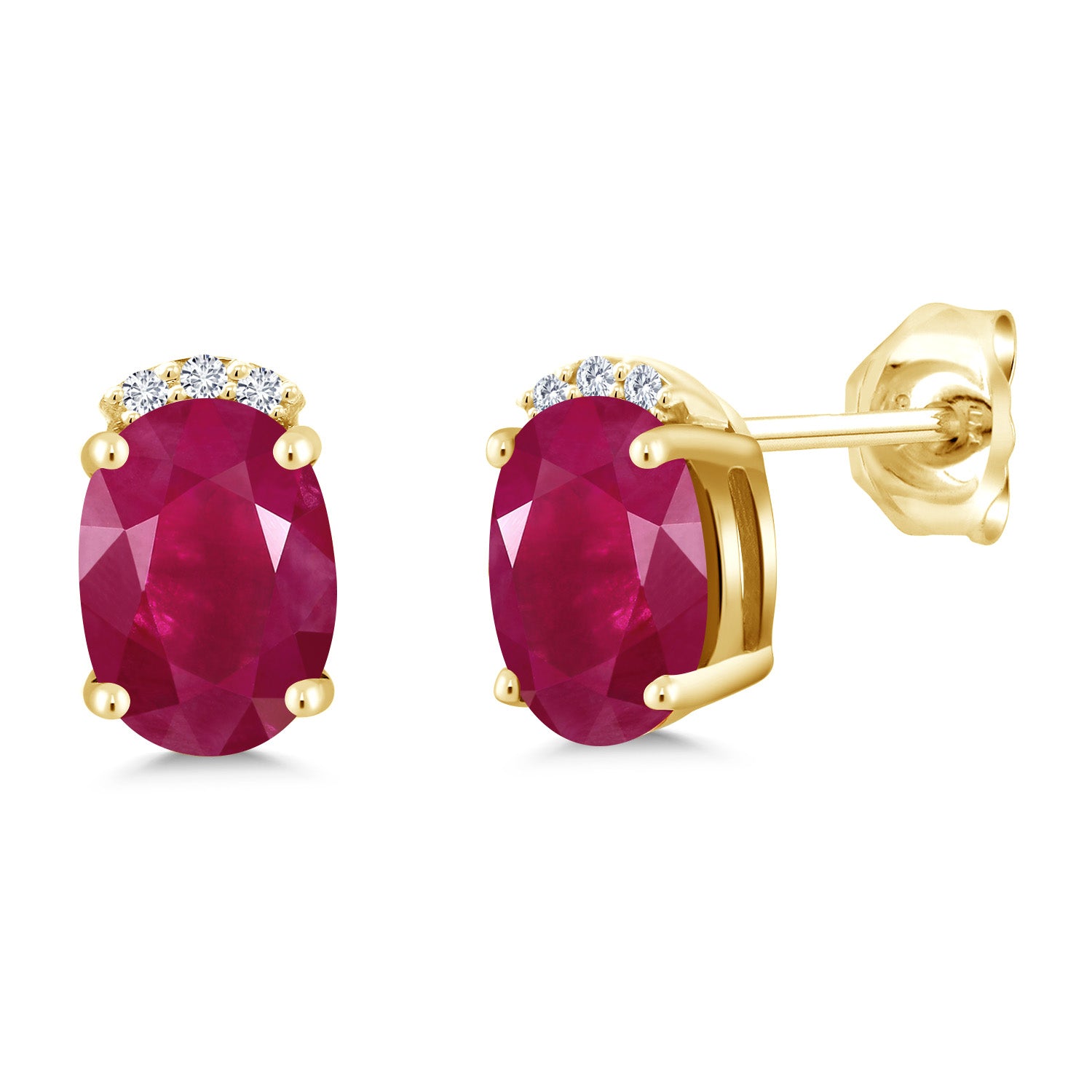 Ruby - July_Earrings in 925 Yellow Gold Plated Silver