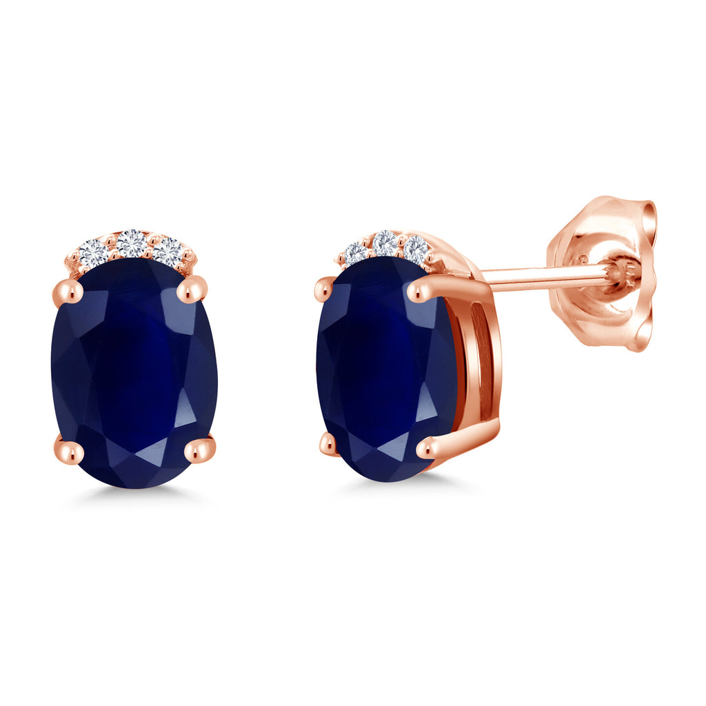 Blue Sapphire - September_Earrings in 925 Rose Gold Plated Silver