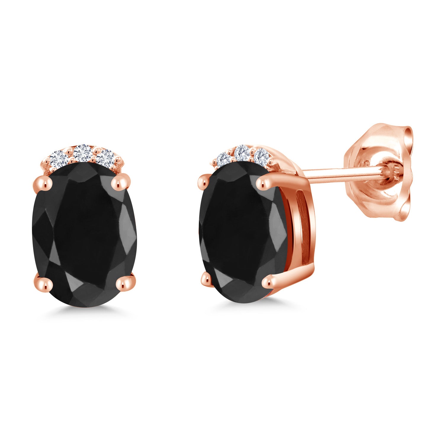 Black Sapphire - September_Earrings in 925 Rose Gold Plated Silver