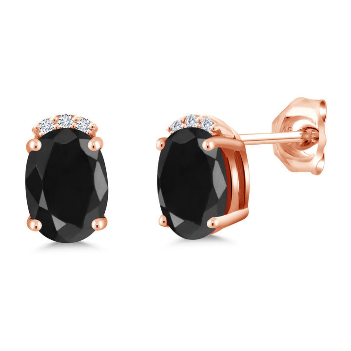Black Sapphire - September_Earrings in 925 Rose Gold Plated Silver