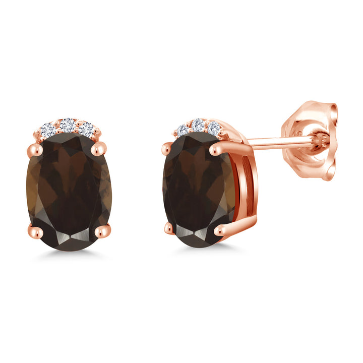 Smoky Quartz_Earrings in 925 Rose Gold Plated Silver