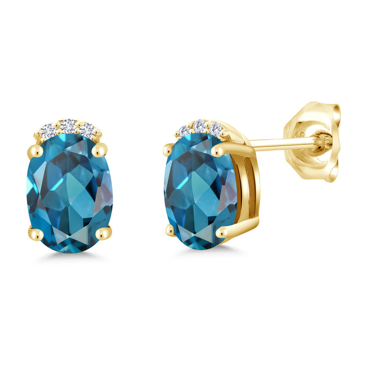 London Blue Topaz - November_Earrings in 925 Yellow Gold Plated Silver