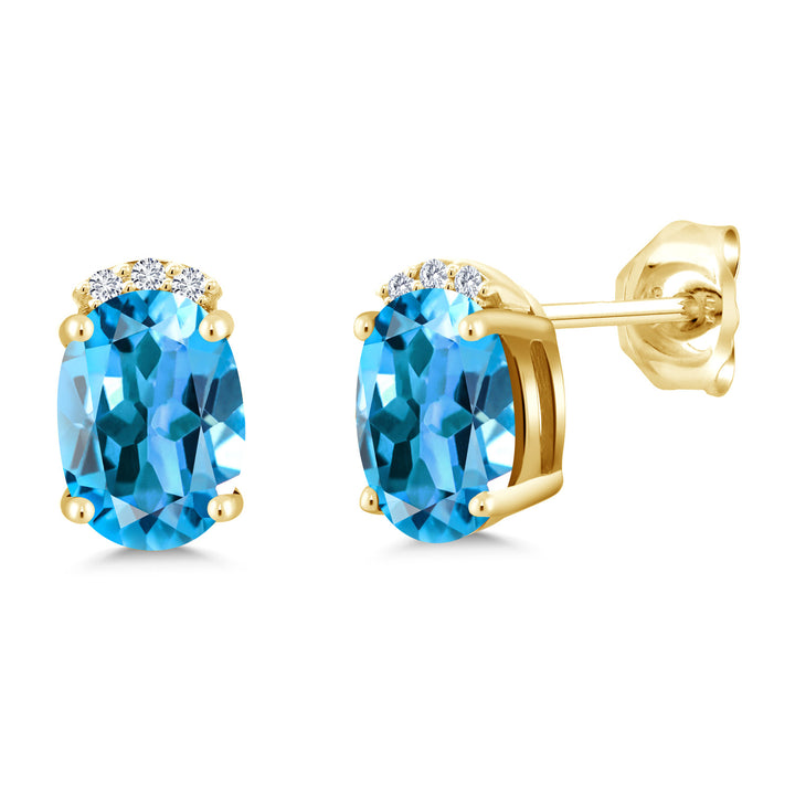 Swiss Blue Topaz - November_Earrings in 925 Yellow Gold Plated Silver