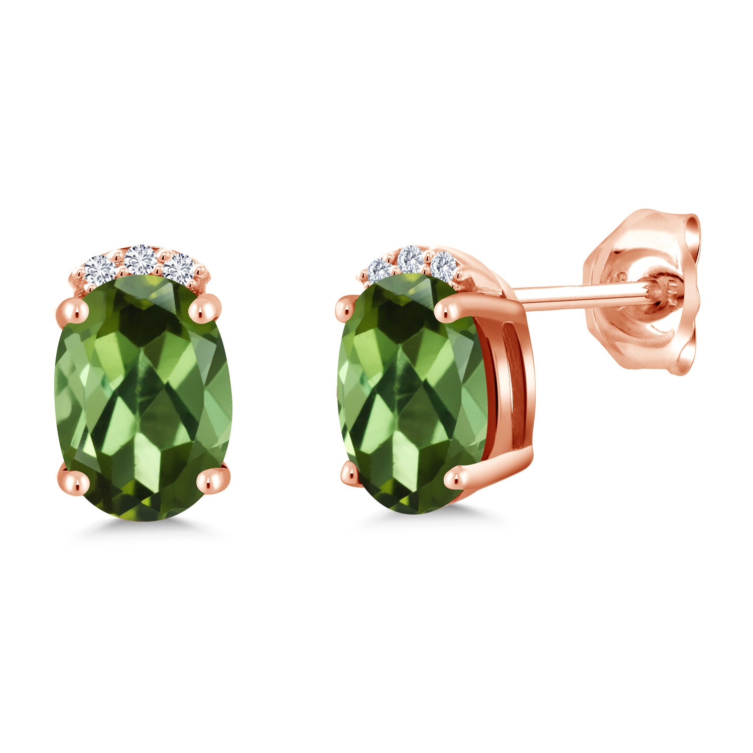 Green Tourmaline - October_Earrings in 925 Rose Gold Plated Silver