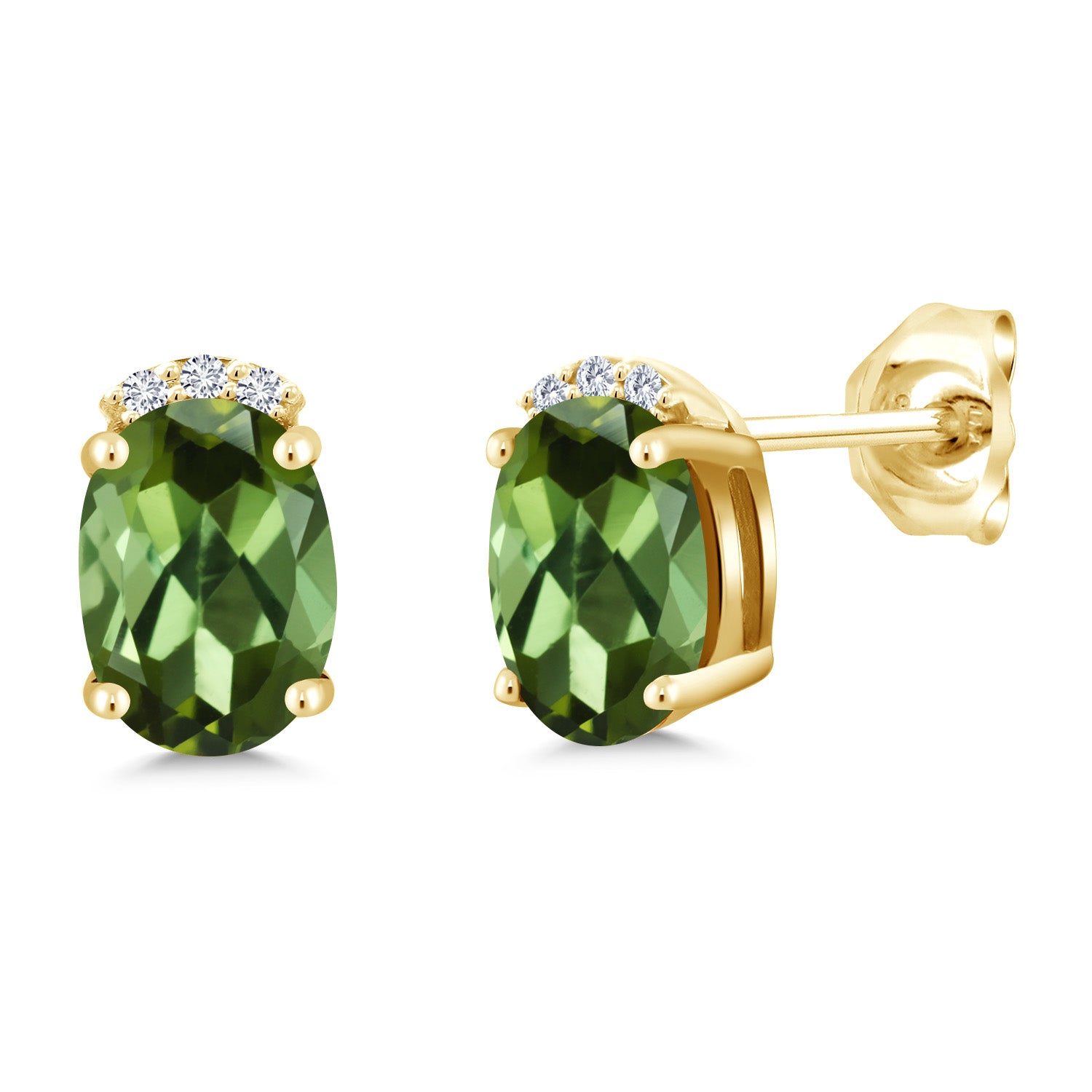 Green Tourmaline - October_Earrings in 925 Yellow Gold Plated Silver