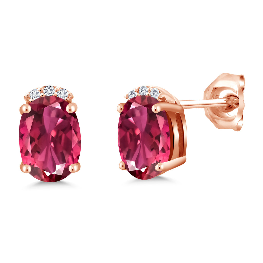 Pink Tourmaline - October_Earrings in 925 Rose Gold Plated Silver