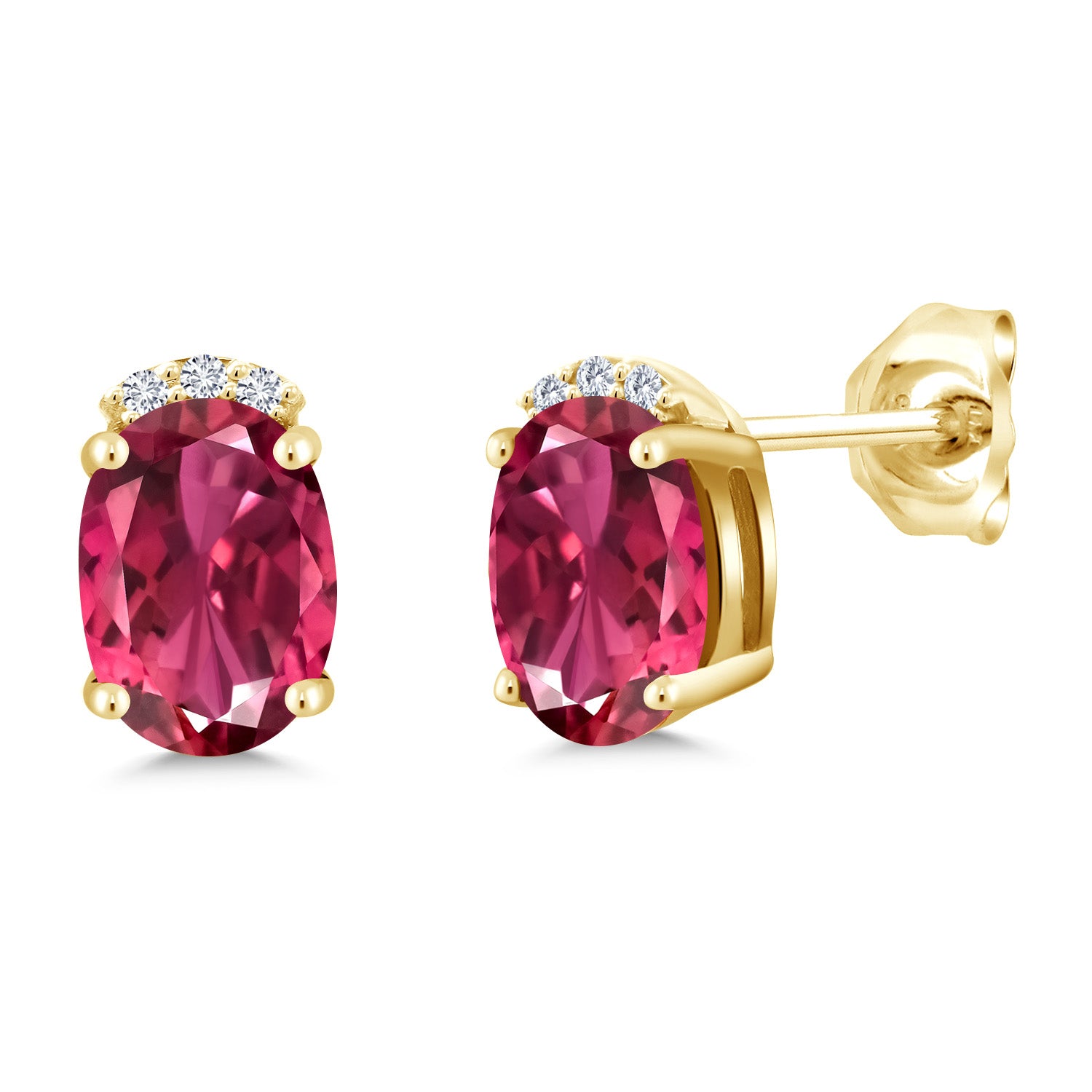 Pink Tourmaline - October_Earrings in 925 Yellow Gold Plated Silver