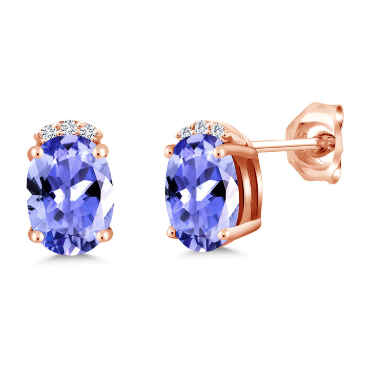 Tanzanite - December_Earrings in 925 Rose Gold Plated Silver