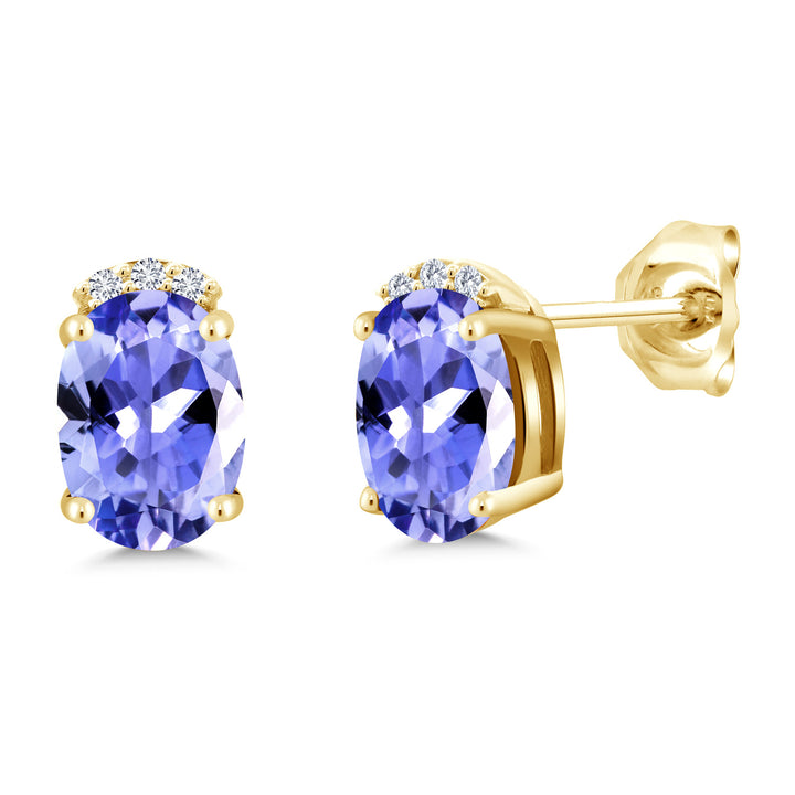 Tanzanite - December_Earrings in 925 Yellow Gold Plated Silver