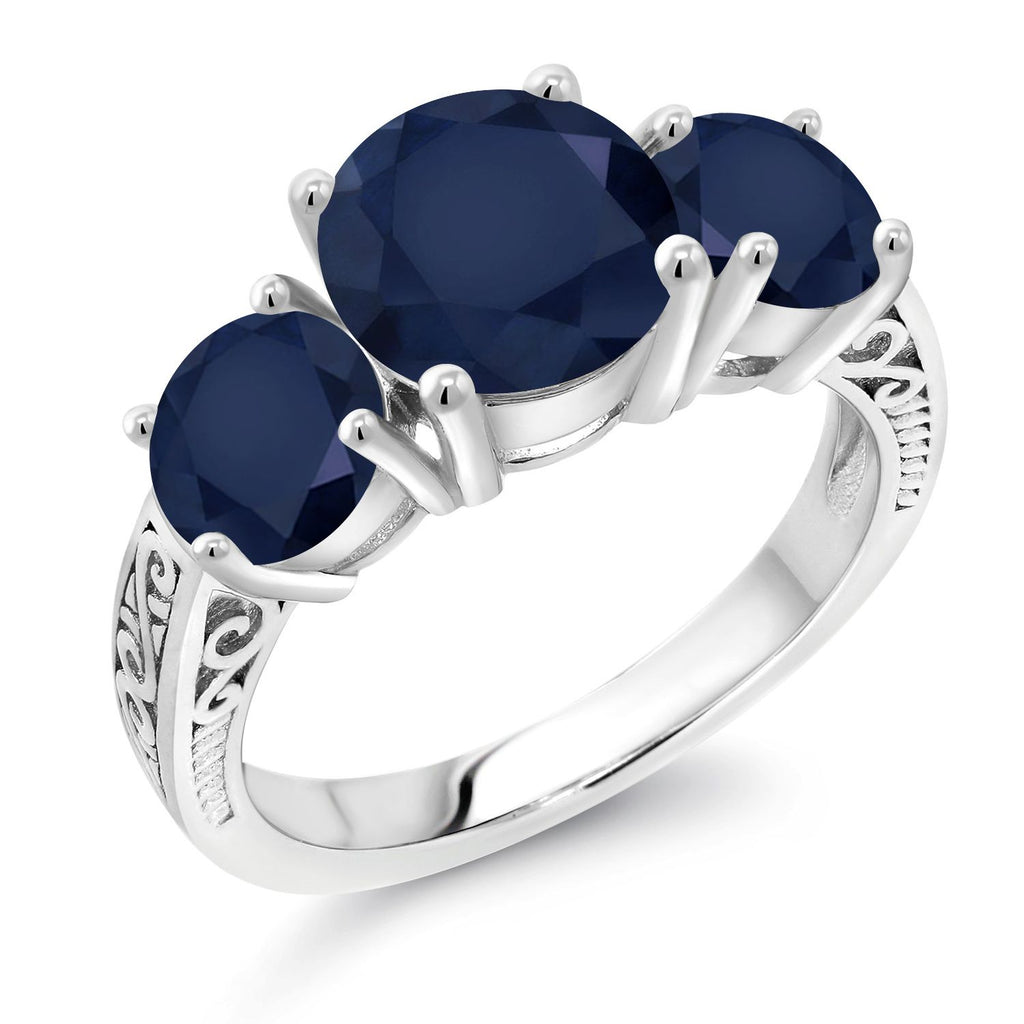 Blue Sapphire - September_7_Ring in 925 Sterling Silver
