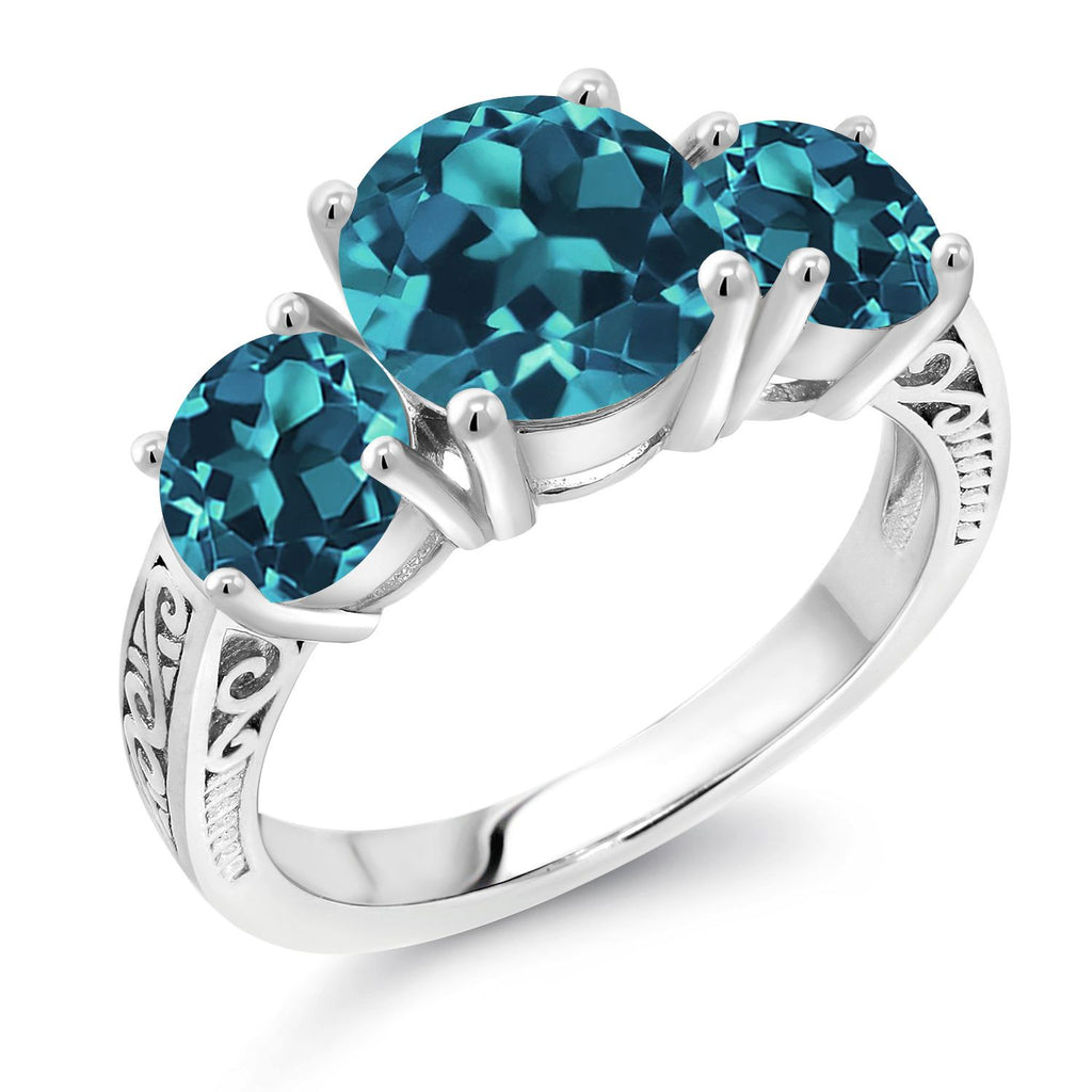 London Blue Topaz - November_8_Ring in 925 Sterling Silver
