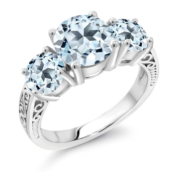 Sky Blue Topaz - November_5_Ring in 925 Sterling Silver
