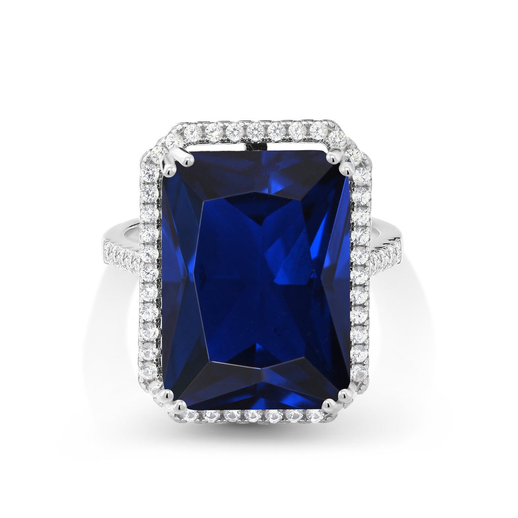 Blue Created Sapphire - September_8_Ring in 925 Sterling Silver