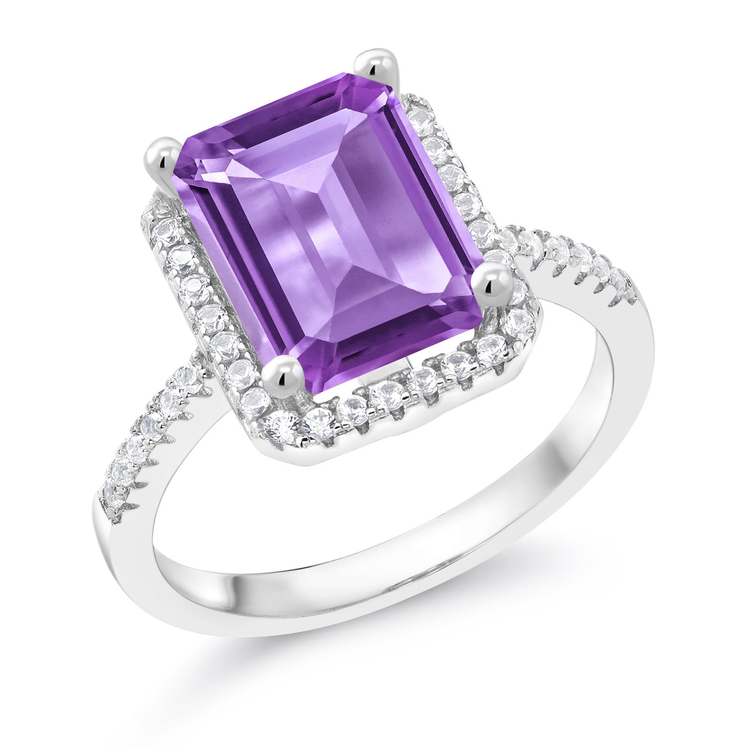 Amethyst-Checkerboard - February_8_Ring in 925 Sterling Silver
