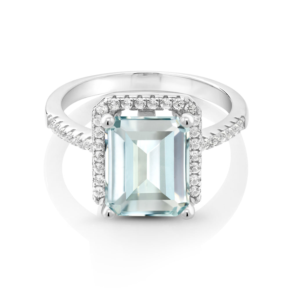 Created Aquamarine - March_7_Ring in 925 Sterling Silver