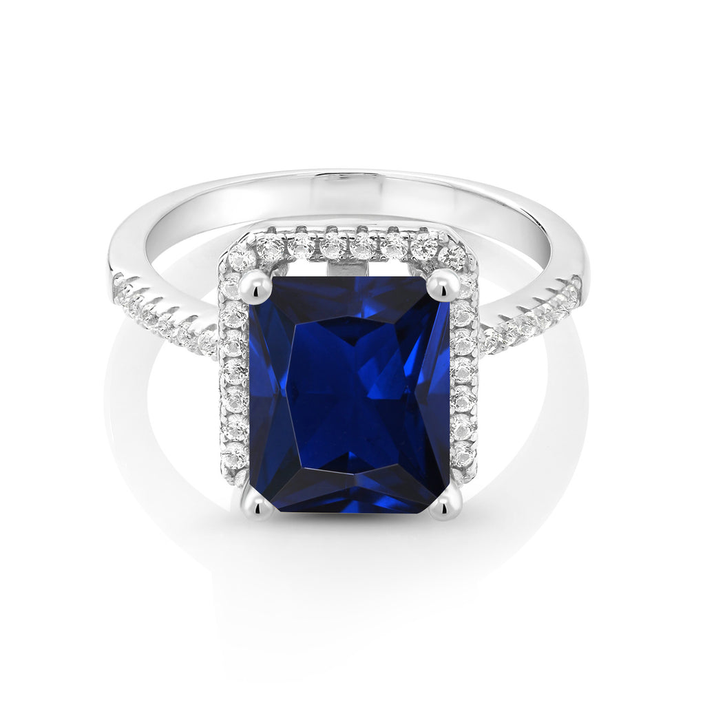 Blue Created Sapphire - September_7_Ring in 925 Sterling Silver