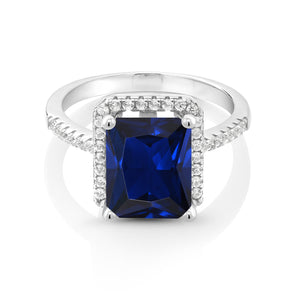 Blue Created Sapphire - September_5_Ring in 925 Sterling Silver