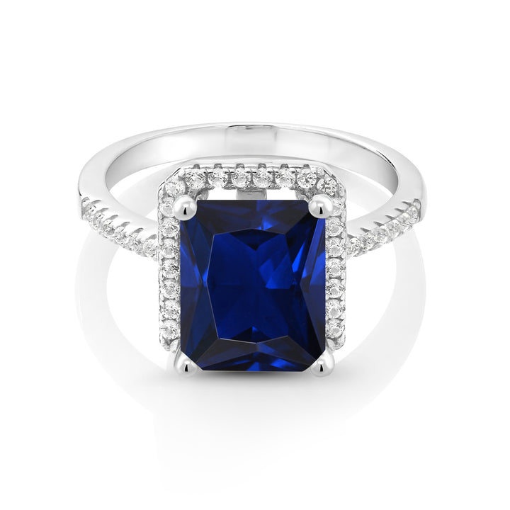 Blue Created Sapphire - September_8_Ring in 925 Sterling Silver