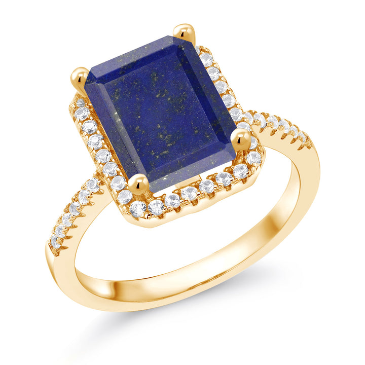 Lapis_5_Ring in 925 Yellow Gold Plated Silver