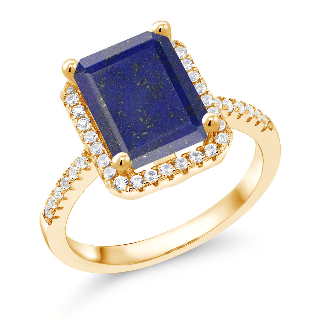 Lapis_9_Ring in 925 Yellow Gold Plated Silver
