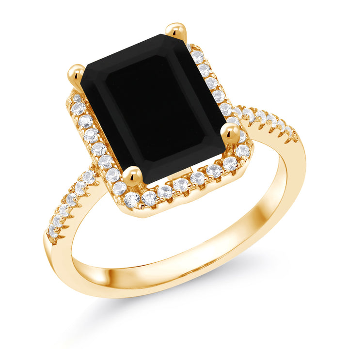Onyx - December_5_Ring in 925 Yellow Gold Plated Silver