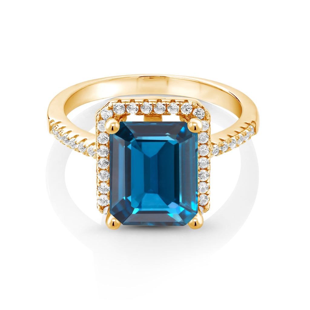 Topaz and Zirconia_8_Ring in 925 Yellow Gold Plated Silver