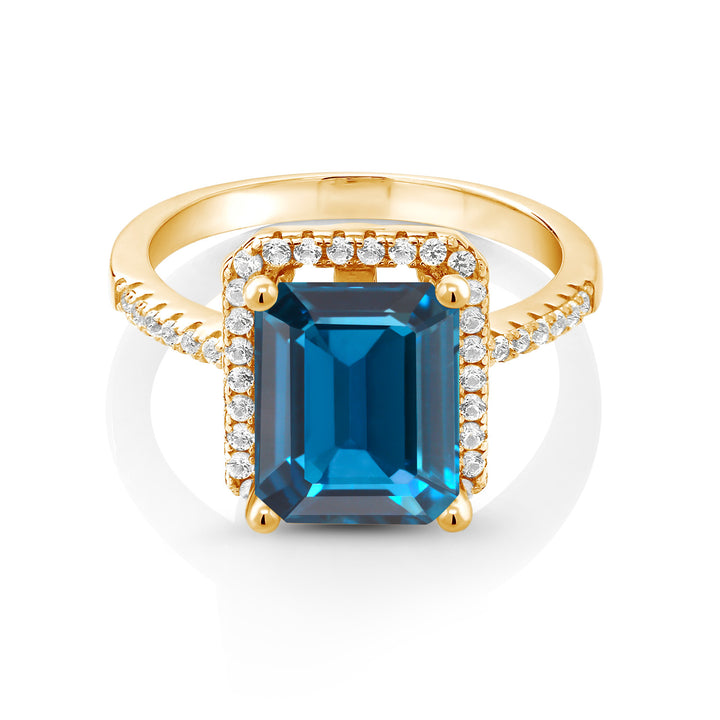 Topaz and Zirconia_8_Ring in 925 Yellow Gold Plated Silver