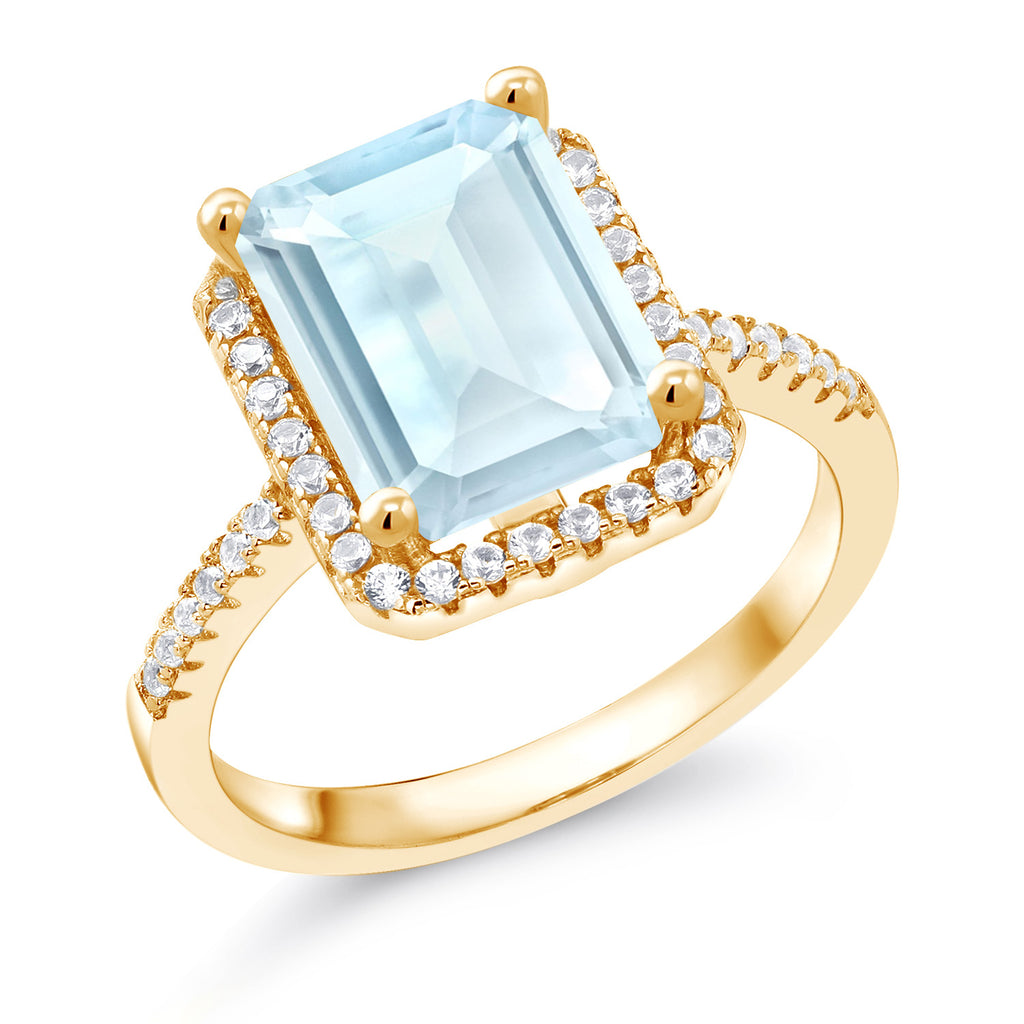 Sky Blue Topaz - November_8_Ring in 925 Yellow Gold Plated Silver