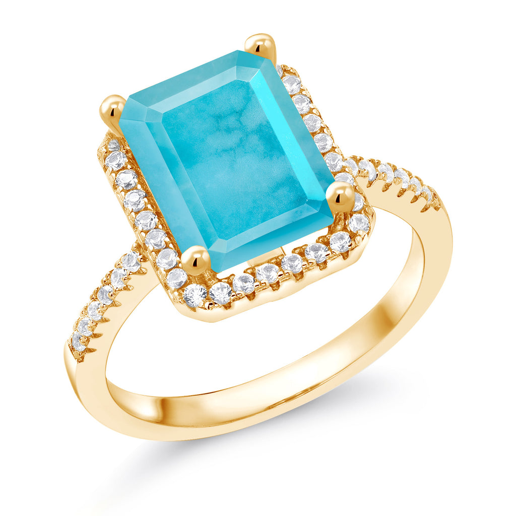 Turquoise_6_Ring in 925 Yellow Gold Plated Silver