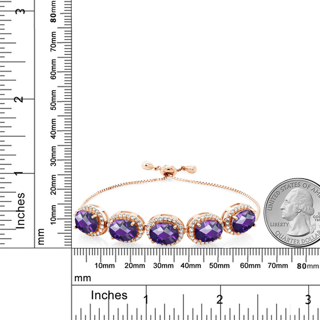 Amethyst-Checkerboard - February_Bracelet in 925 Rose Gold Plated Silver