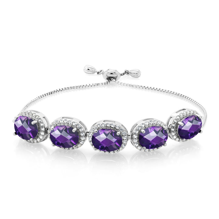 Amethyst-Checkerboard - February_Bracelet in 925 Sterling Silver