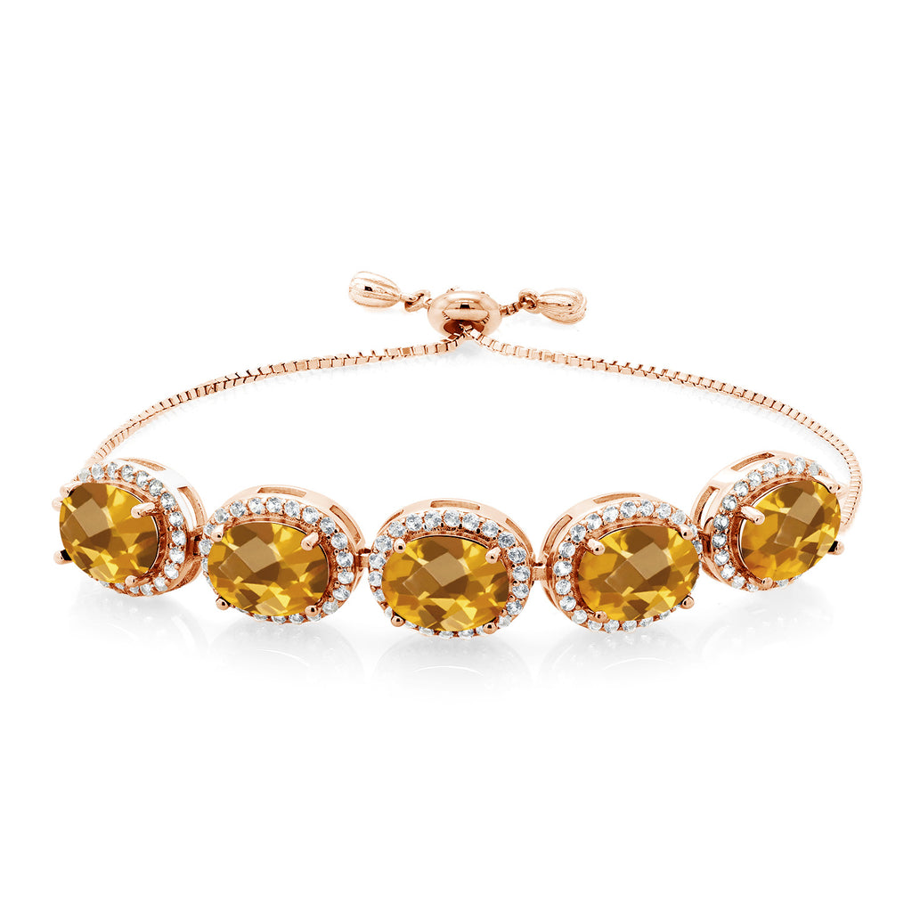 Citrine-Checkerboard - November_Bracelet in 925 Rose Gold Plated Silver