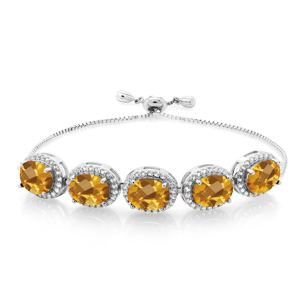 Citrine-Checkerboard - November_Bracelet in 925 Sterling Silver